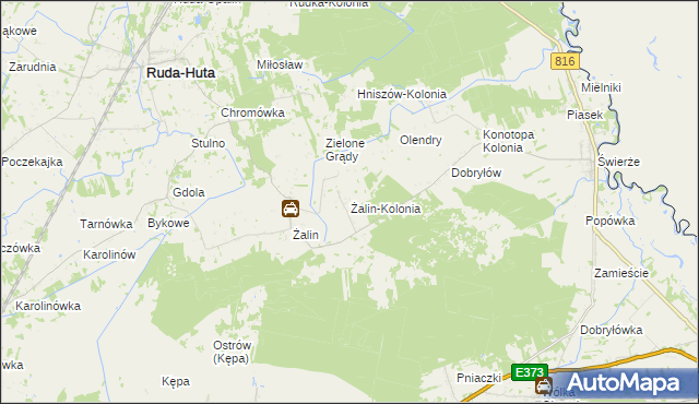 mapa Żalin-Kolonia, Żalin-Kolonia na mapie Targeo