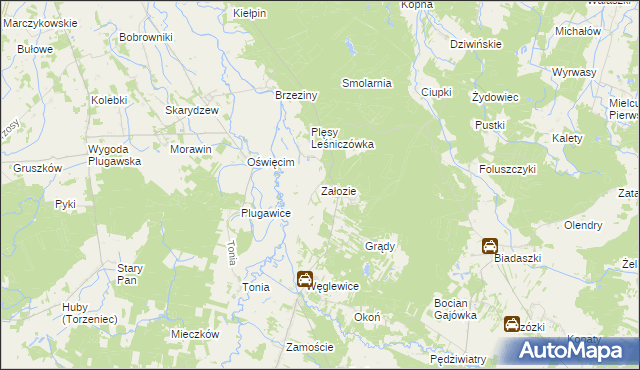 mapa Załozie, Załozie na mapie Targeo