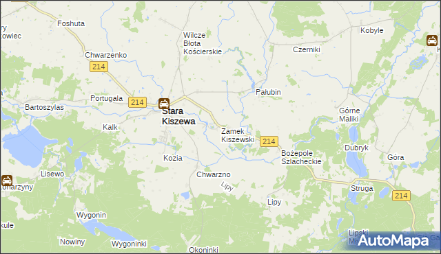 mapa Zamek Kiszewski, Zamek Kiszewski na mapie Targeo