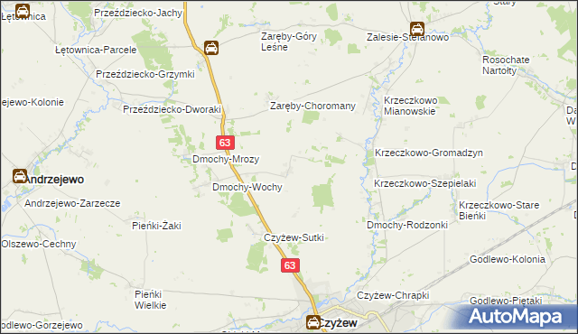 mapa Zaręby-Bindugi, Zaręby-Bindugi na mapie Targeo