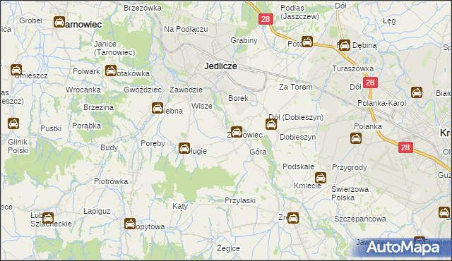 mapa Żarnowiec gmina Jedlicze, Żarnowiec gmina Jedlicze na mapie Targeo