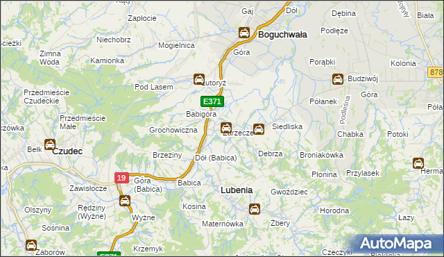 mapa Zarzecze gmina Boguchwała, Zarzecze gmina Boguchwała na mapie Targeo