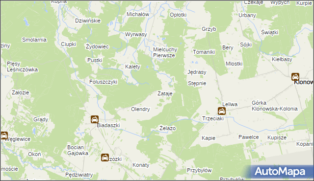 mapa Zataje, Zataje na mapie Targeo