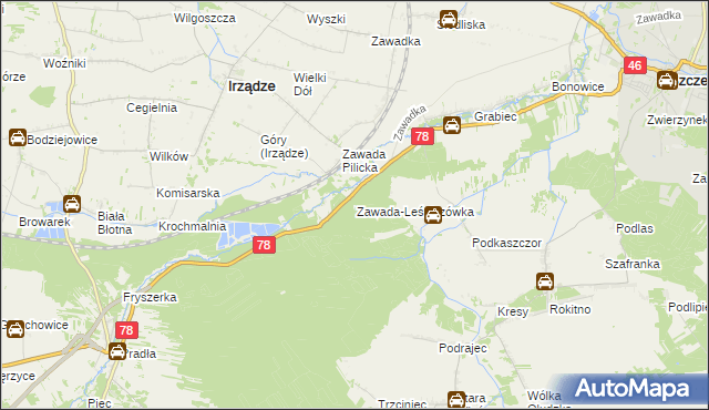 mapa Zawada-Leśniczówka, Zawada-Leśniczówka na mapie Targeo
