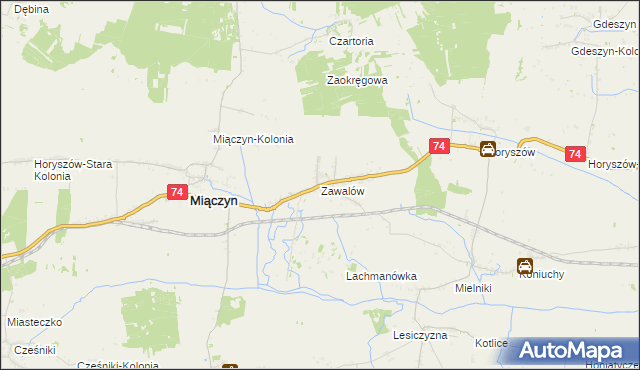 mapa Zawalów, Zawalów na mapie Targeo