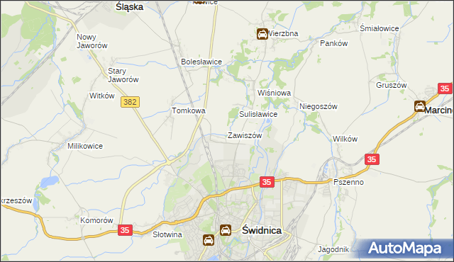 mapa Zawiszów, Zawiszów na mapie Targeo