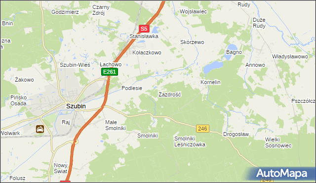 mapa Zazdrość gmina Szubin, Zazdrość gmina Szubin na mapie Targeo