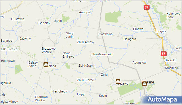 mapa Żbiki-Gawronki, Żbiki-Gawronki na mapie Targeo