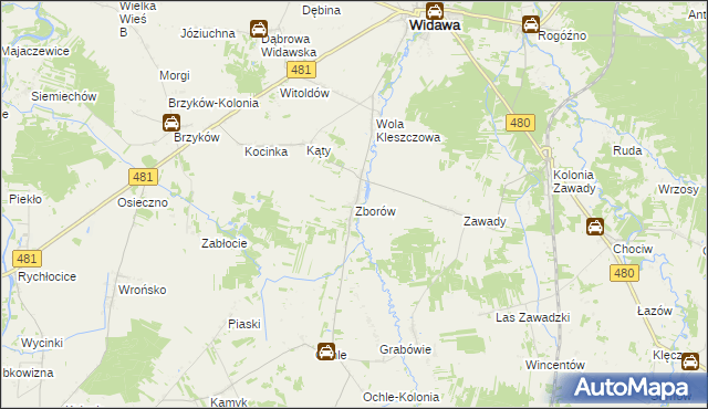 mapa Zborów gmina Widawa, Zborów gmina Widawa na mapie Targeo