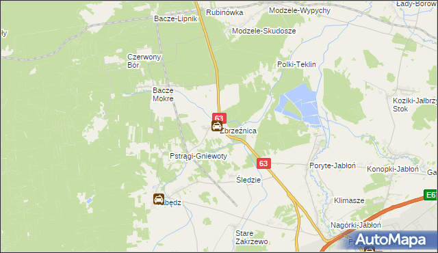 mapa Zbrzeżnica, Zbrzeżnica na mapie Targeo