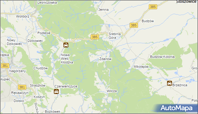 mapa Żdanów gmina Stoszowice, Żdanów gmina Stoszowice na mapie Targeo