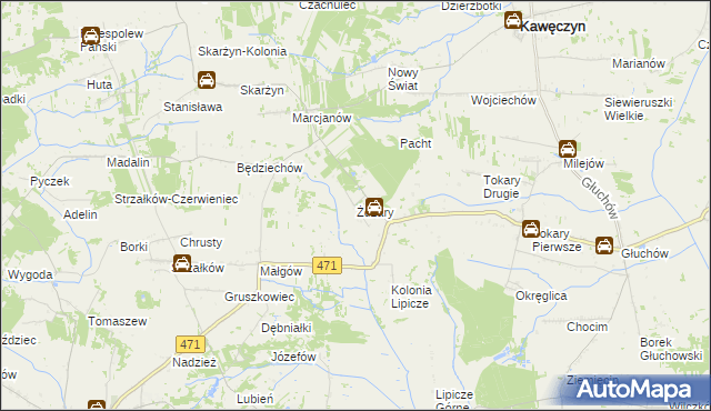 mapa Żdżary gmina Kawęczyn, Żdżary gmina Kawęczyn na mapie Targeo