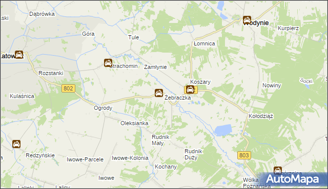 mapa Żebraczka, Żebraczka na mapie Targeo