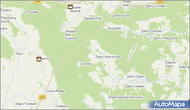 mapa Żebry-Wierzchlas, Żebry-Wierzchlas na mapie Targeo