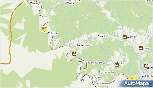 mapa Żegiestów, Żegiestów na mapie Targeo