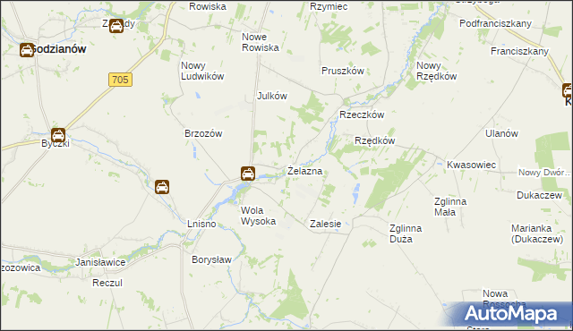 mapa Żelazna gmina Skierniewice, Żelazna gmina Skierniewice na mapie Targeo