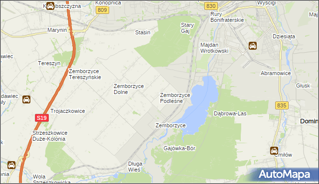 mapa Zemborzyce Podleśne, Zemborzyce Podleśne na mapie Targeo