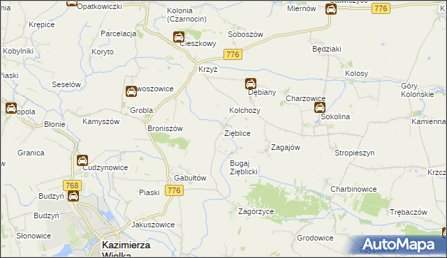 mapa Zięblice, Zięblice na mapie Targeo