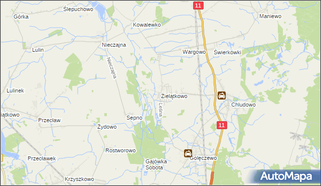 mapa Zielątkowo gmina Suchy Las, Zielątkowo gmina Suchy Las na mapie Targeo