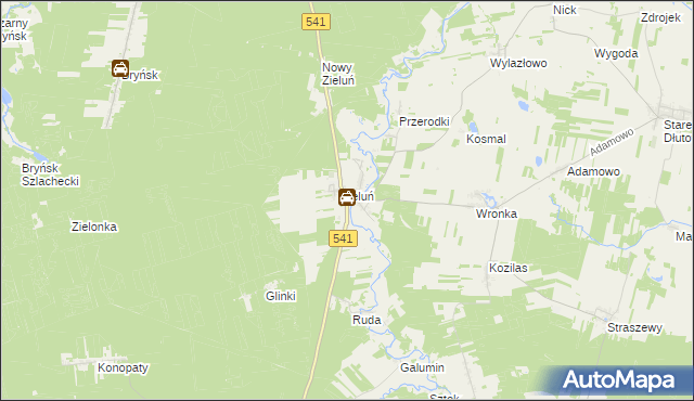 mapa Zieluń-Osada, Zieluń-Osada na mapie Targeo