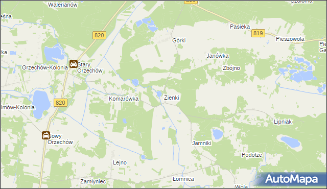 mapa Zienki, Zienki na mapie Targeo