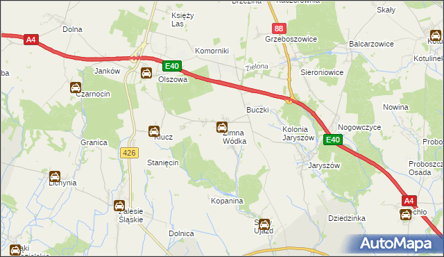 mapa Zimna Wódka, Zimna Wódka na mapie Targeo