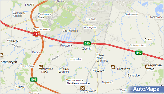 mapa Złotniki gmina Krotoszyce, Złotniki gmina Krotoszyce na mapie Targeo