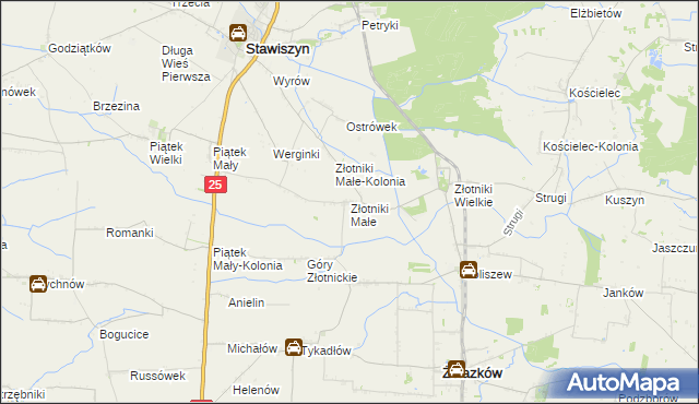 mapa Złotniki Małe, Złotniki Małe na mapie Targeo