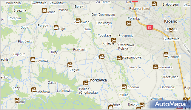 mapa Zręcin, Zręcin na mapie Targeo