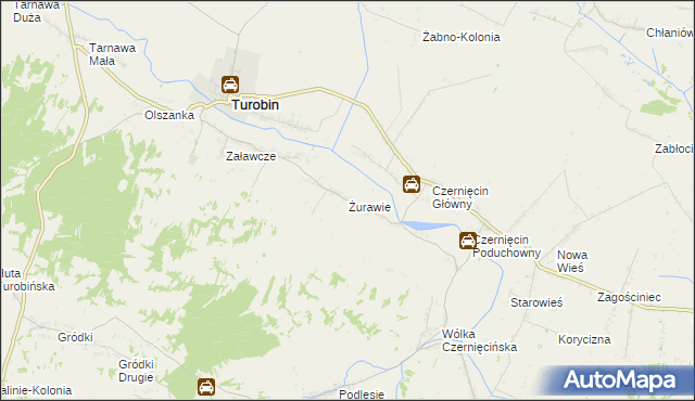 mapa Żurawie gmina Turobin, Żurawie gmina Turobin na mapie Targeo