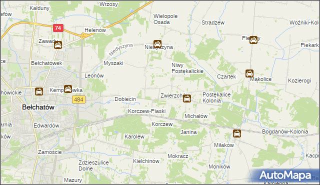 mapa Zwierzchów, Zwierzchów na mapie Targeo