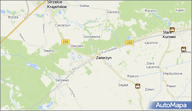 mapa Zwierzyn powiat strzelecko-drezdenecki, Zwierzyn powiat strzelecko-drezdenecki na mapie Targeo