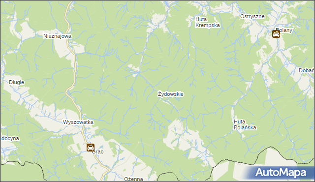 mapa Żydowskie gmina Krempna, Żydowskie gmina Krempna na mapie Targeo