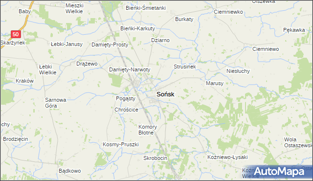 mapa Sońsk, Sońsk na mapie Targeo