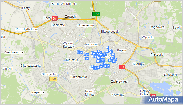 mapa Białegostoku, Białystok na mapie Targeo