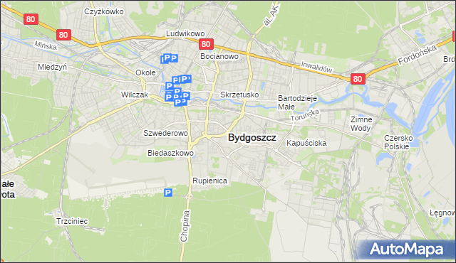 mapa Bydgoszczy, Bydgoszcz na mapie Targeo