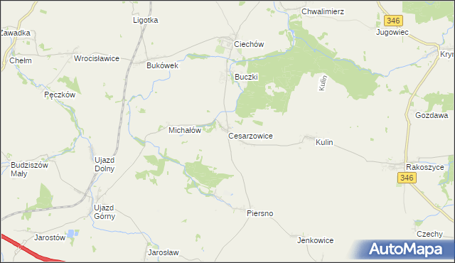 mapa Cesarzowice gmina Środa Śląska, Cesarzowice gmina Środa Śląska na mapie Targeo