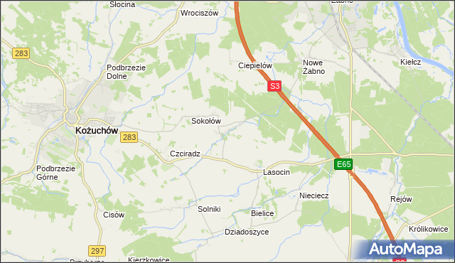mapa Drwalewice gmina Kożuchów, Drwalewice gmina Kożuchów na mapie Targeo
