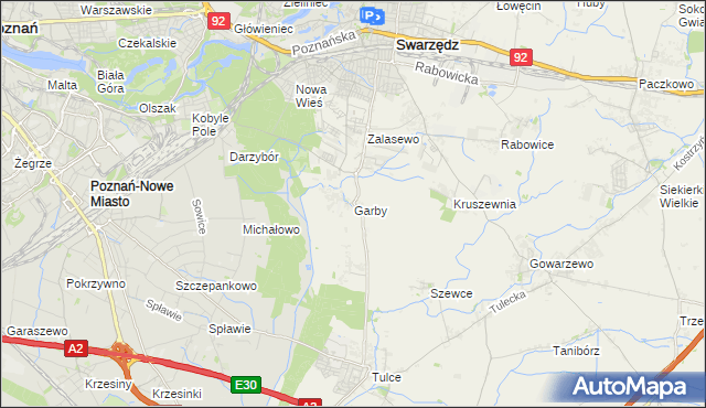 mapa Garby gmina Swarzędz, Garby gmina Swarzędz na mapie Targeo
