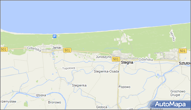 mapa Junoszyno, Junoszyno na mapie Targeo