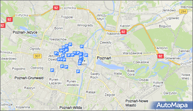 mapa Poznania, Poznań na mapie Targeo