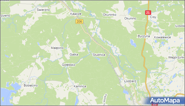 mapa Studnica gmina Miastko, Studnica gmina Miastko na mapie Targeo