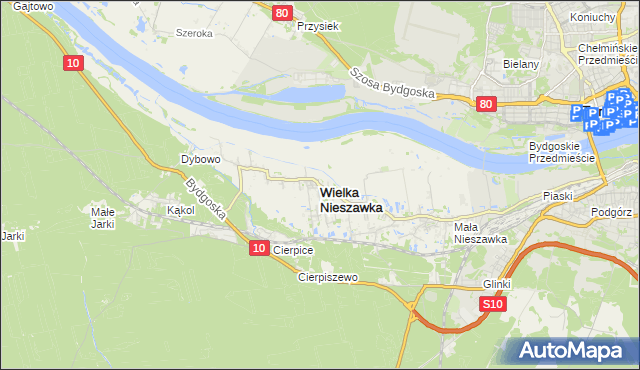 mapa Wielka Nieszawka, Wielka Nieszawka na mapie Targeo