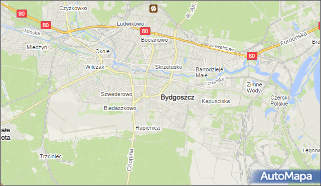 mapa Bydgoszczy, Bydgoszcz na mapie Targeo