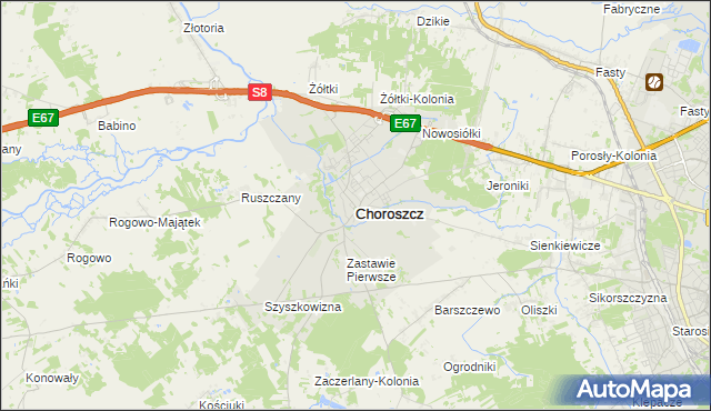 mapa Choroszcz, Choroszcz na mapie Targeo