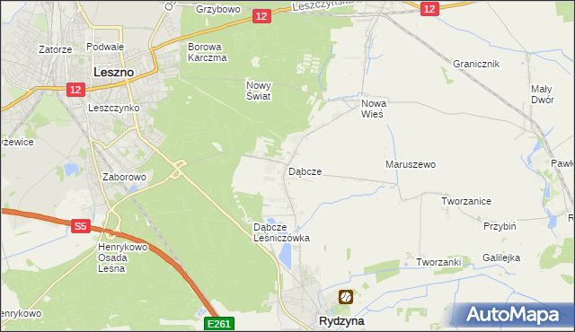 mapa Dąbcze, Dąbcze na mapie Targeo