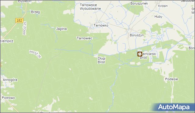 mapa Długi Bród gmina Połajewo, Długi Bród gmina Połajewo na mapie Targeo