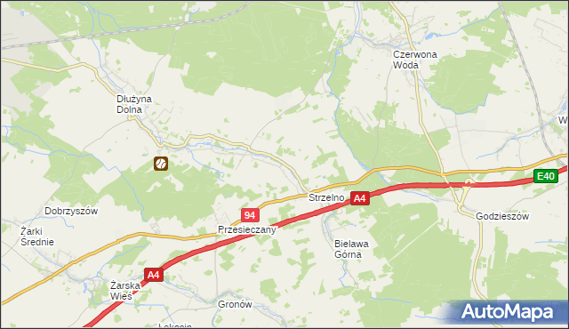 mapa Dłużyna Górna, Dłużyna Górna na mapie Targeo