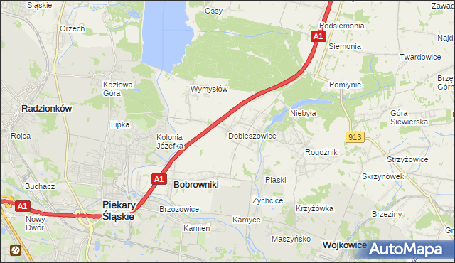 mapa Dobieszowice gmina Bobrowniki, Dobieszowice gmina Bobrowniki na mapie Targeo