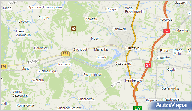 mapa Drozdy, Drozdy na mapie Targeo